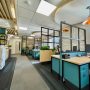 Desks and workspace areas in a stylish modern office