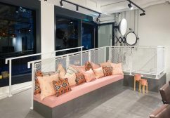 Comfortable, stylish customer waiting area at Vixen & Blush salon