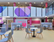 The mixed use socialising space at Warwick University Students' Union, designed by Retail Experience Design